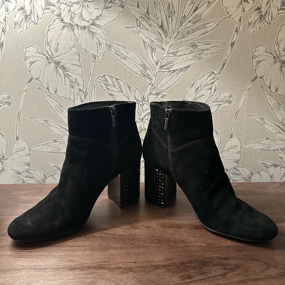 Black Suede Studded Heel Ankle Boots by MICHEAL Michael Kors - Picture 3 of 10